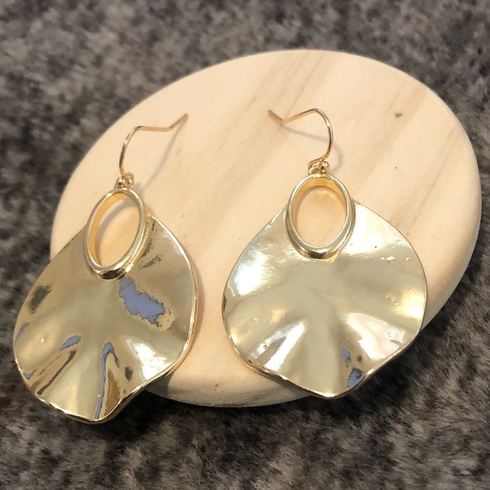 Ally Gold Hammered Teardrop Earrings - Picture 3 of 3